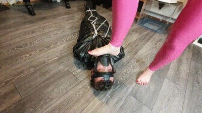 Laced Up And Teased In Nylon Jacket And Bare Feet